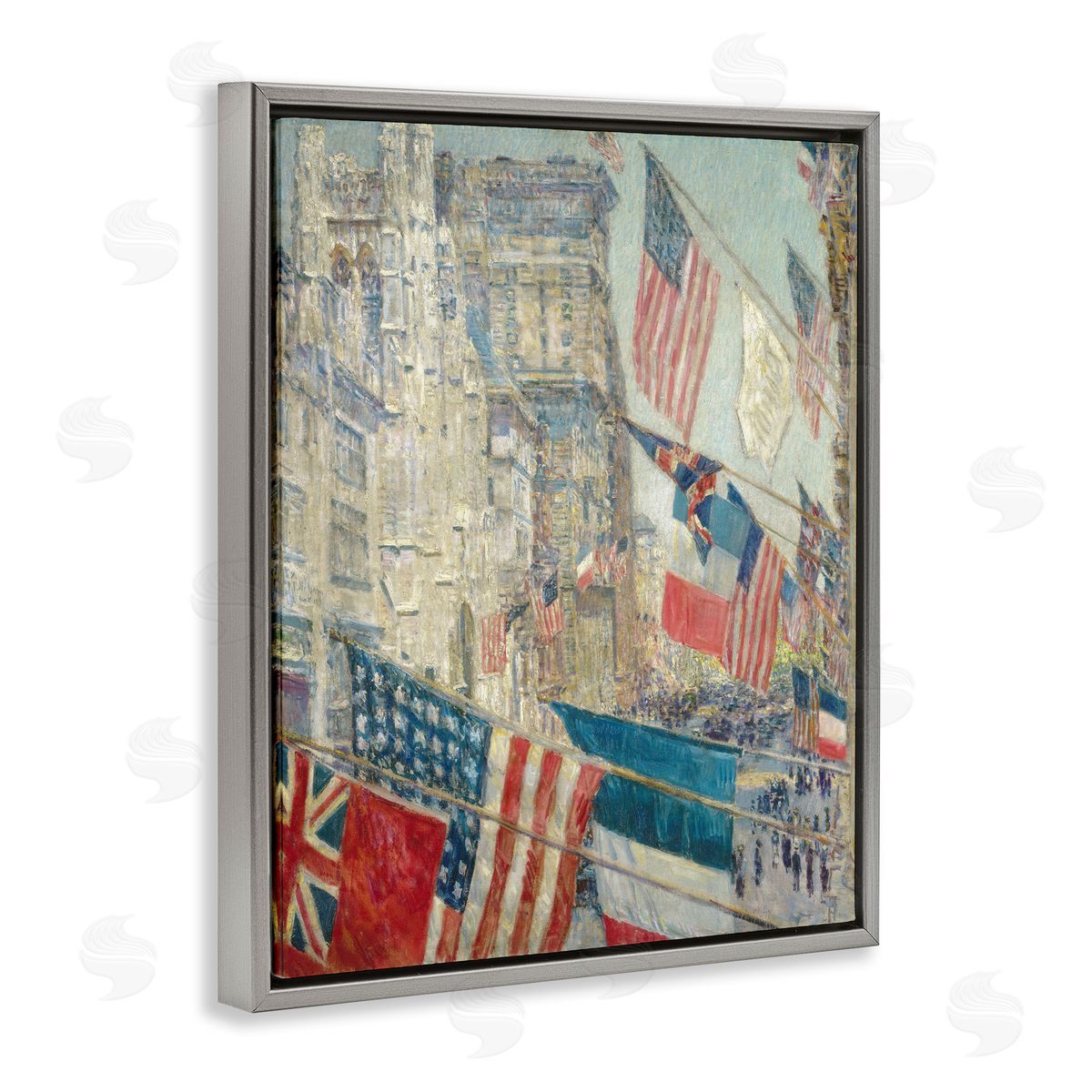 one1000paintings Classic Americana Flags Gray Floating Frame Canvas Wall Art Print