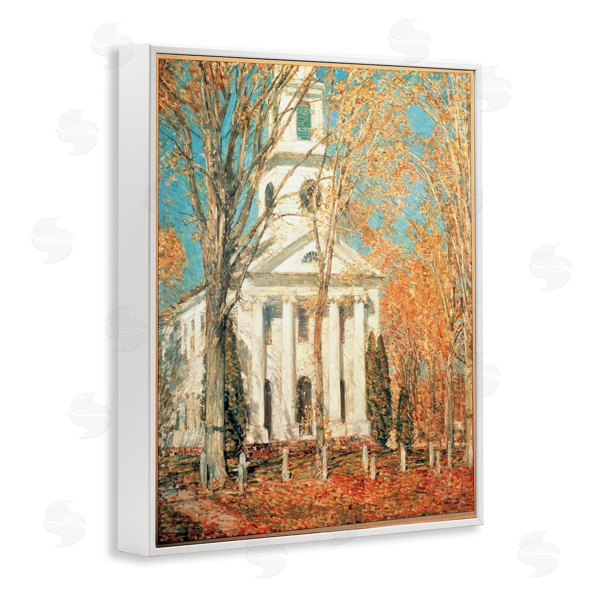one1000paintings Classic Church At Old Lyme White Framed Giclee Wall Art Print