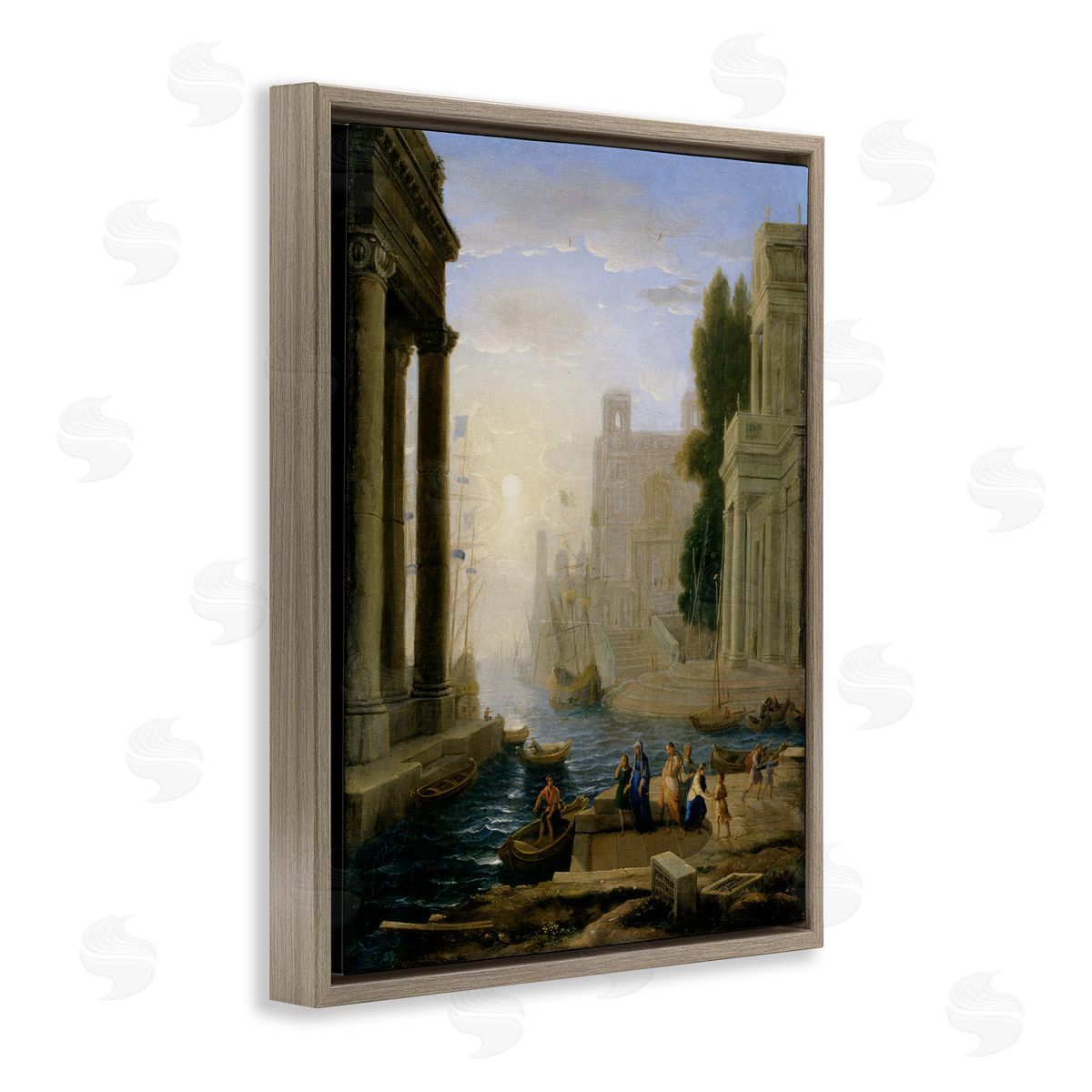 one1000paintings Classic Claude Landscape Brown Floating Frame Canvas Wall Art Print