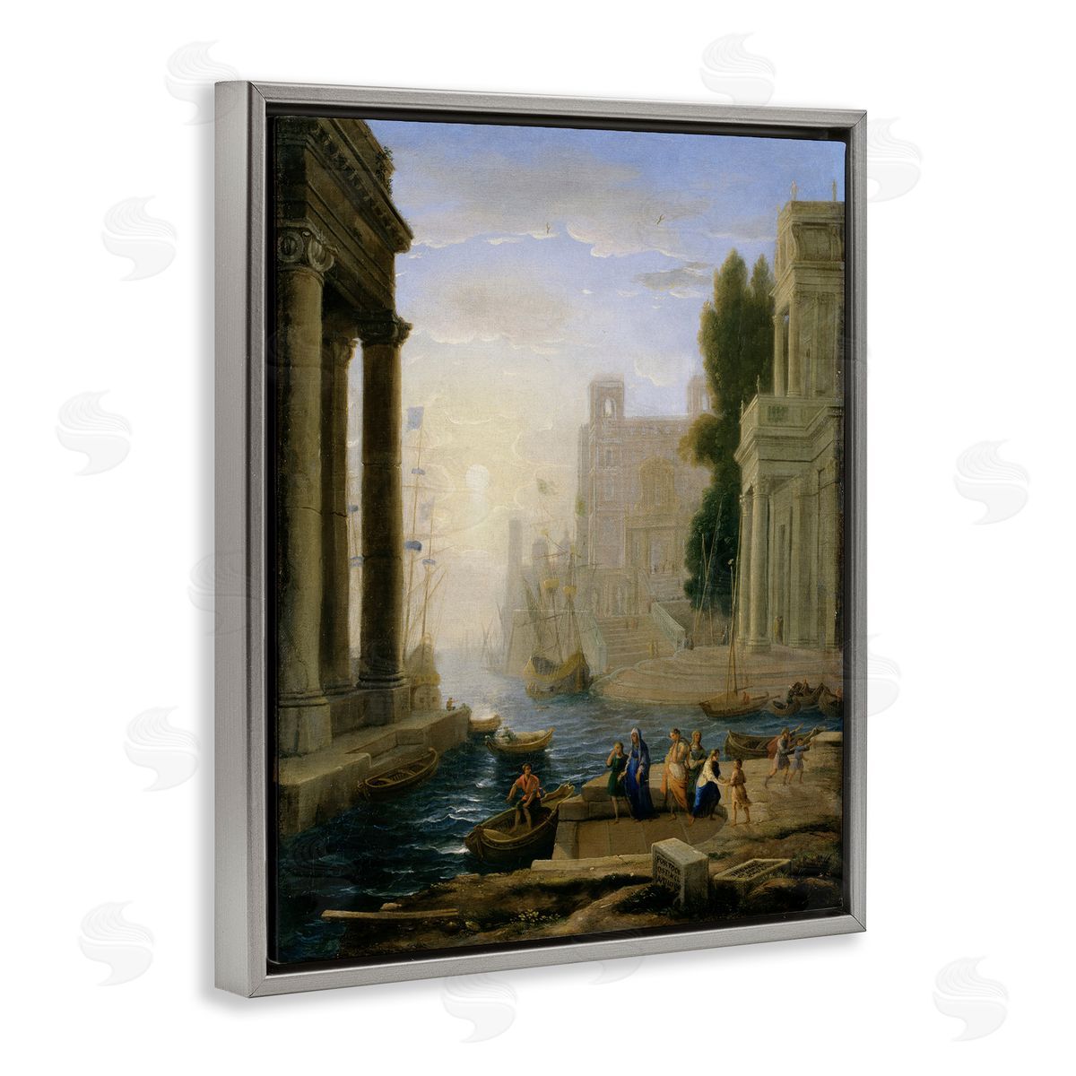 one1000paintings Classic Claude Landscape Gray Floating Frame Canvas Wall Art Print