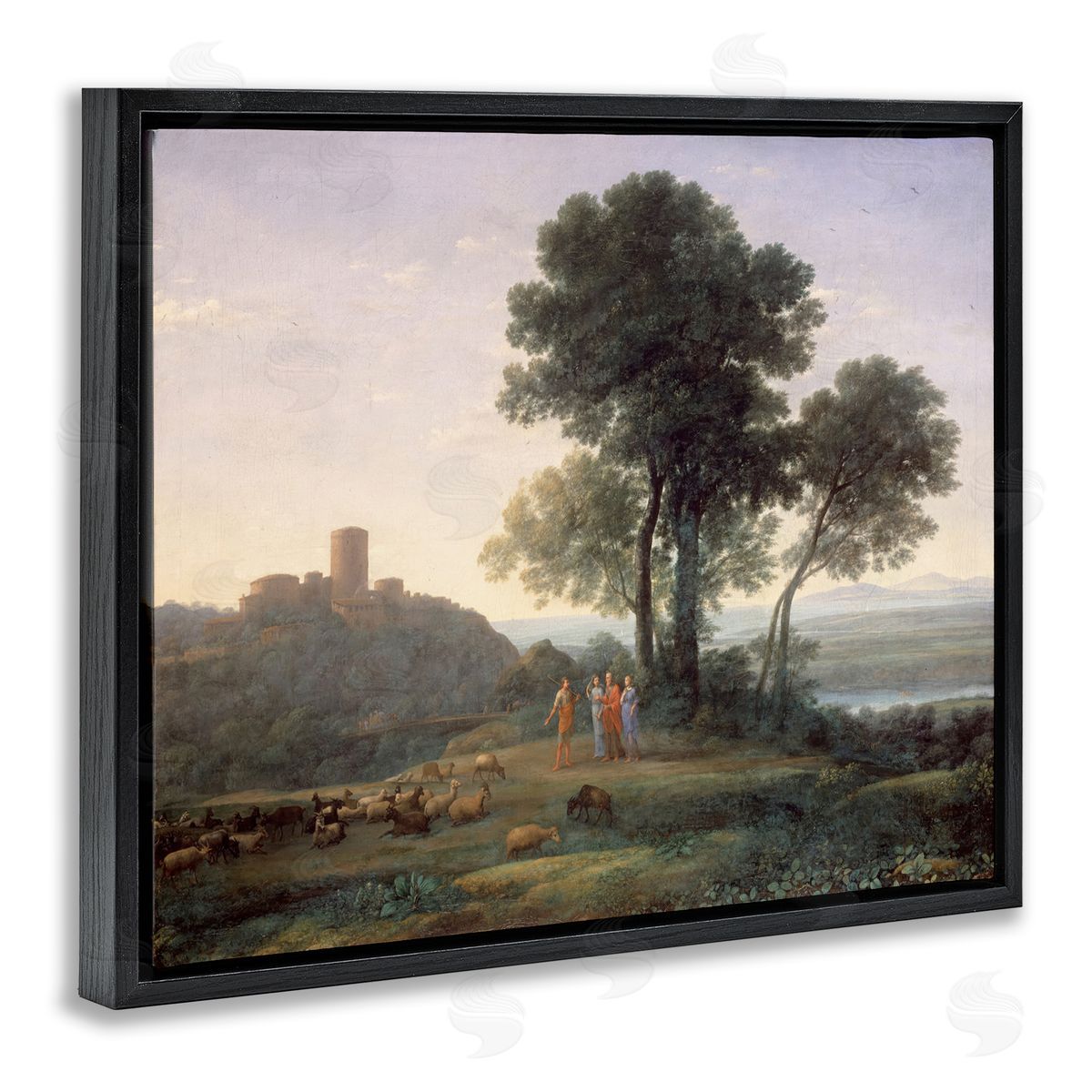 one1000paintings Classic Claude Rural Landscape Black Floating Frame Canvas Wall Art Print
