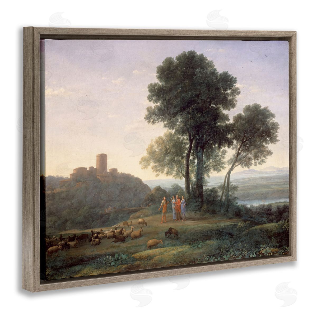 one1000paintings Classic Claude Rural Landscape Brown Floating Frame Canvas Wall Art Print