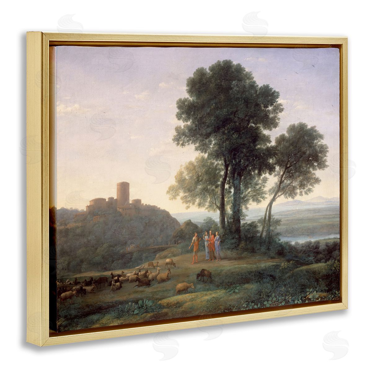 one1000paintings Classic Claude Rural Landscape Gold Floating Frame Canvas Wall Art Print