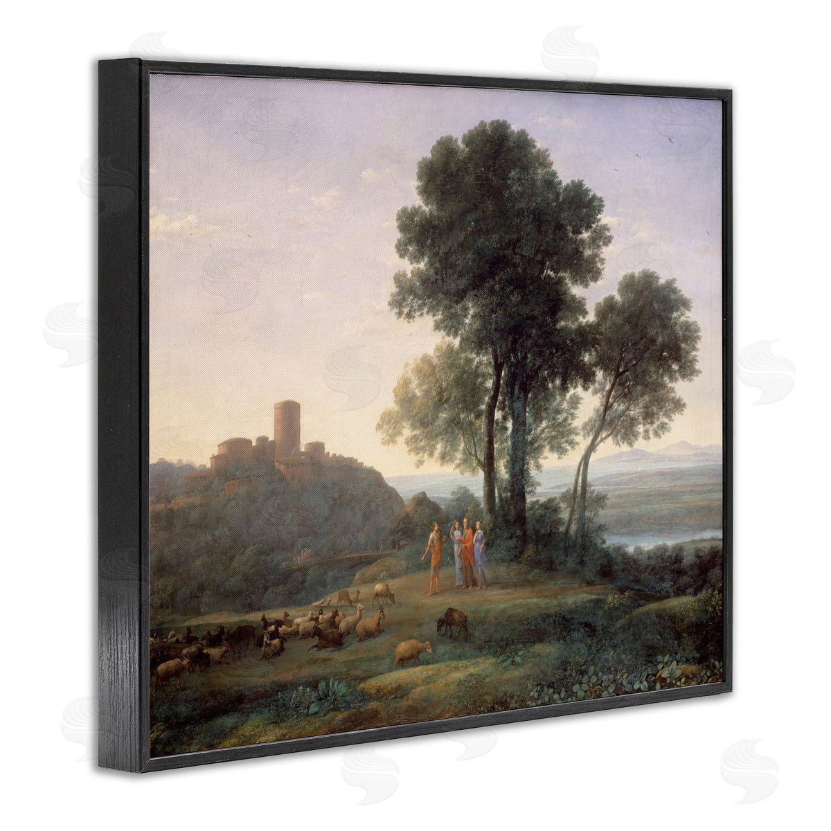 one1000paintings Classic Claude Rural Landscape Black Framed Giclee Wall Art Print
