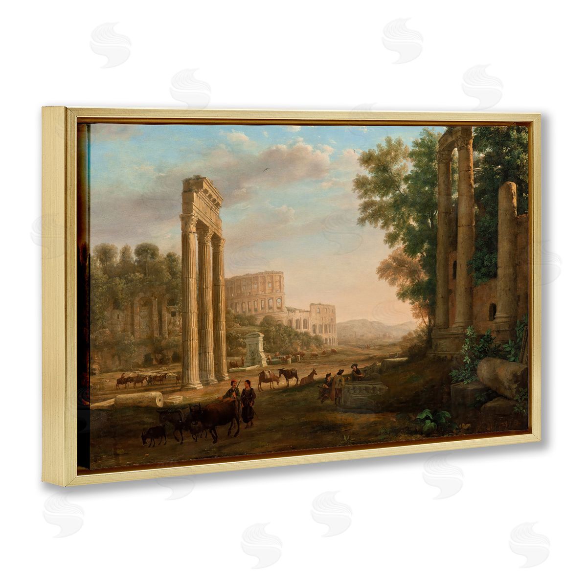 one1000paintings Classic Claud Ruins of Roman Forum Gold Floating Frame Canvas Wall Art Print