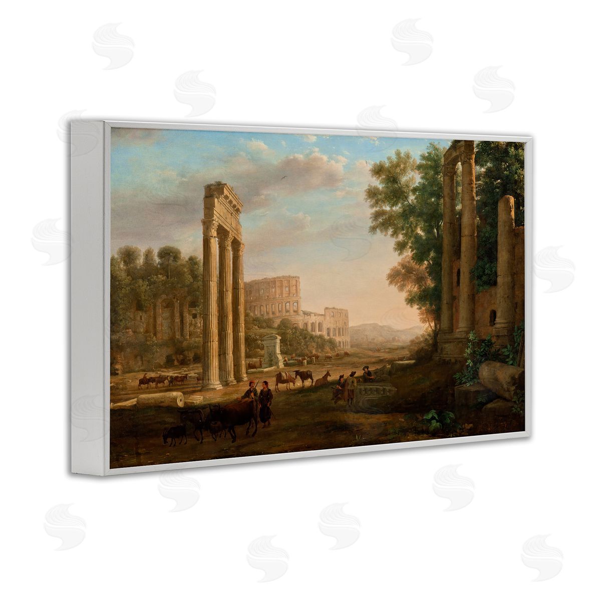 one1000paintings Classic Claud Ruins of Roman Forum White Framed Giclee Wall Art Print