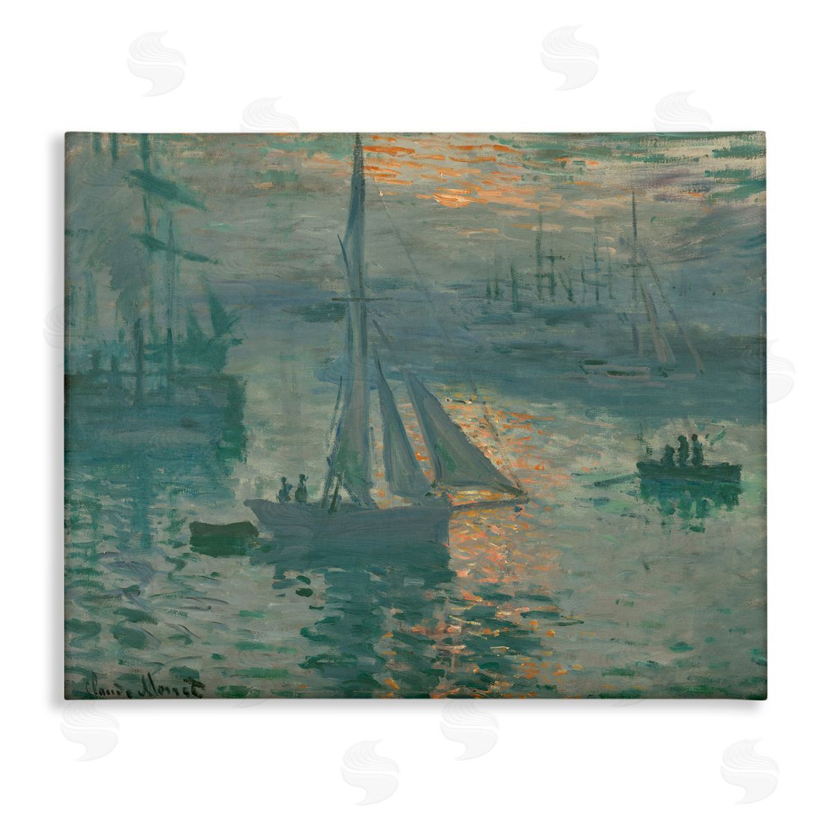 one1000paintings Classic Monet Marine Sunrise Canvas Wall Art Print
