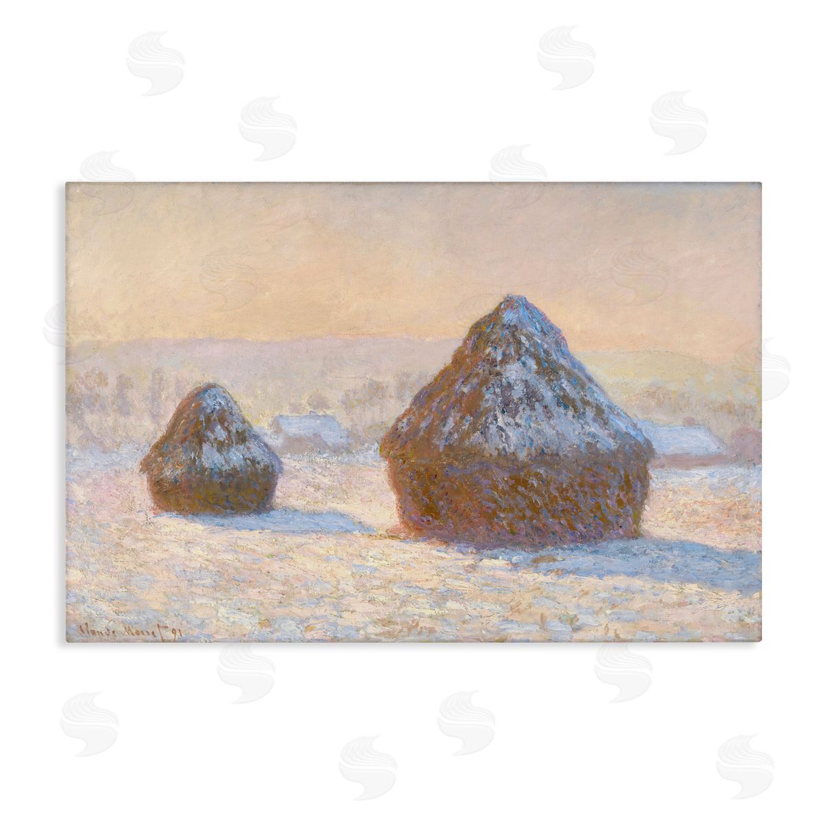 one1000paintings Classic Monet Wheatstacks Canvas Wall Art Print