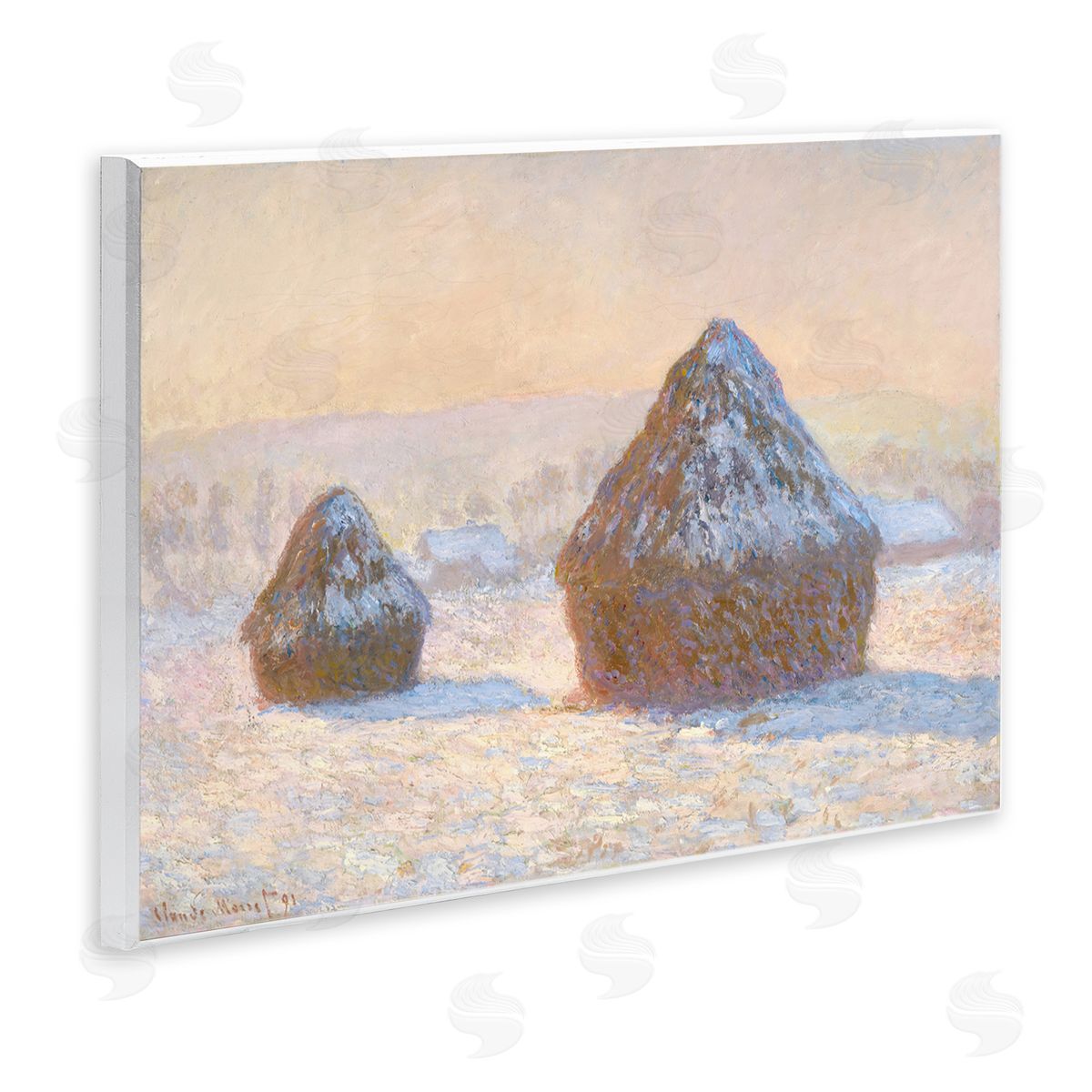 one1000paintings Classic Monet Wheatstacks Wooden Wall Plaque Art Print
