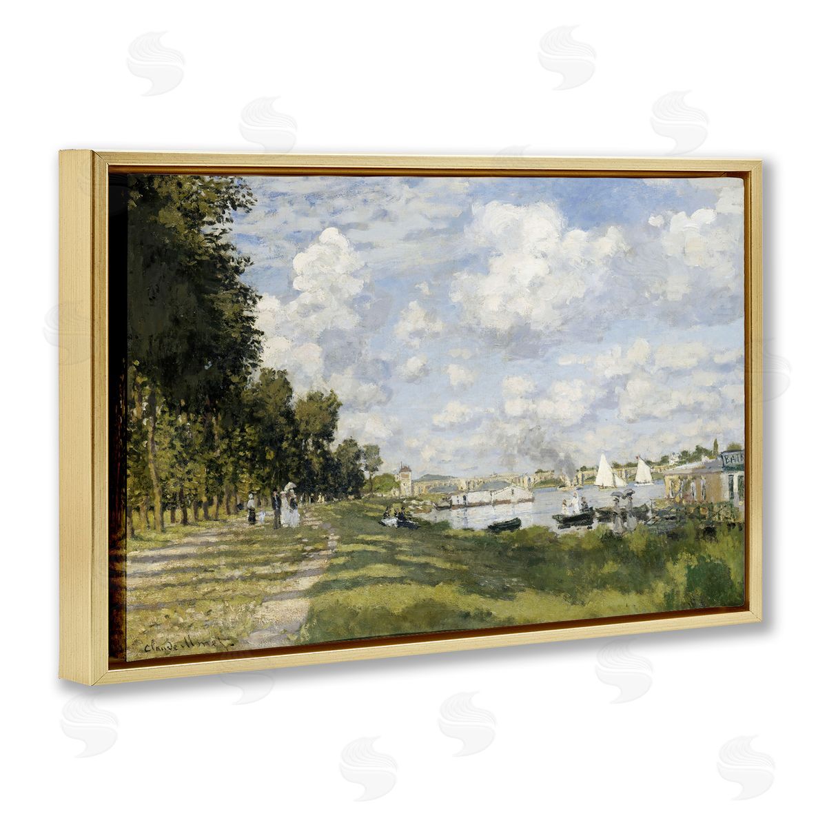 one1000paintings Classic Monet Bassin d'Argenteuil Gold Floating Frame Canvas Wall Art Print
