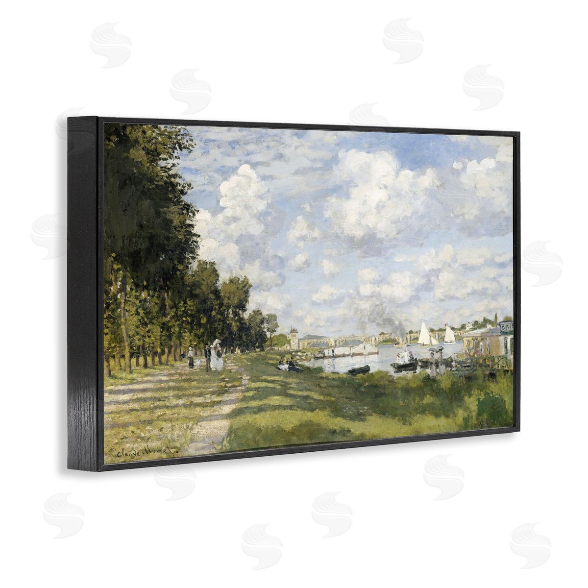 one1000paintings Classic Monet Bassin d'Argenteuil Black Framed Giclee Wall Art Print