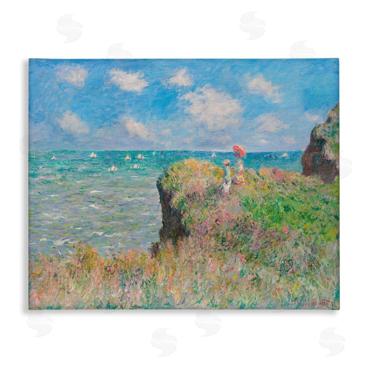 one1000paintings Classic Monet Cliff Walk Canvas Wall Art Print