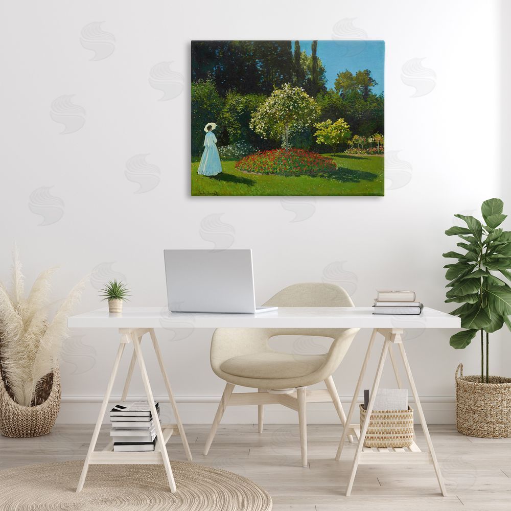 one1000paintings Classic Monet Lady in Garden Canvas Wall Art Print in Room