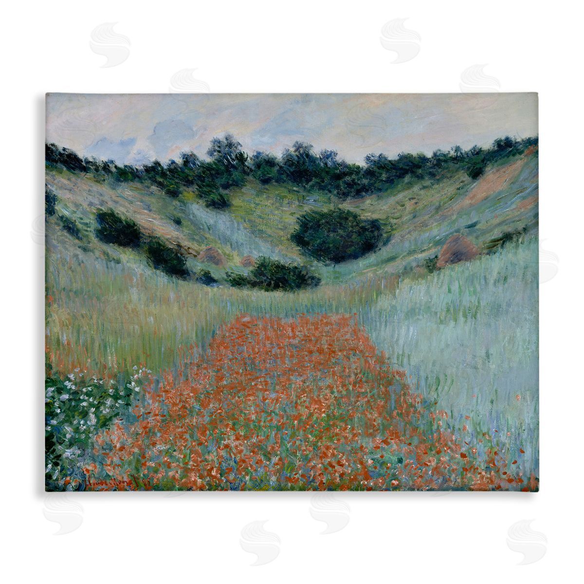one1000paintings Classic Poppy Field in Hollow Canvas Wall Art Print