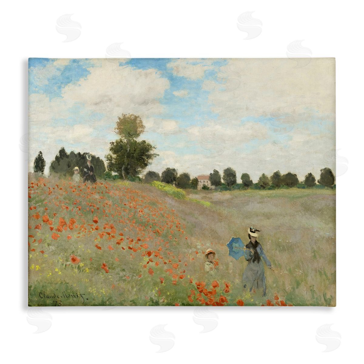 one1000paintings Classic Monet Poppy Field Canvas Wall Art Print