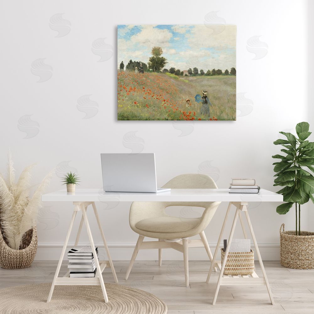 one1000paintings Classic Monet Poppy Field Canvas Wall Art Print in Room