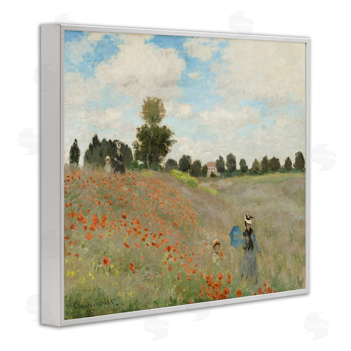 one1000paintings Classic Monet Poppy Field White Framed Giclee Wall Art Print