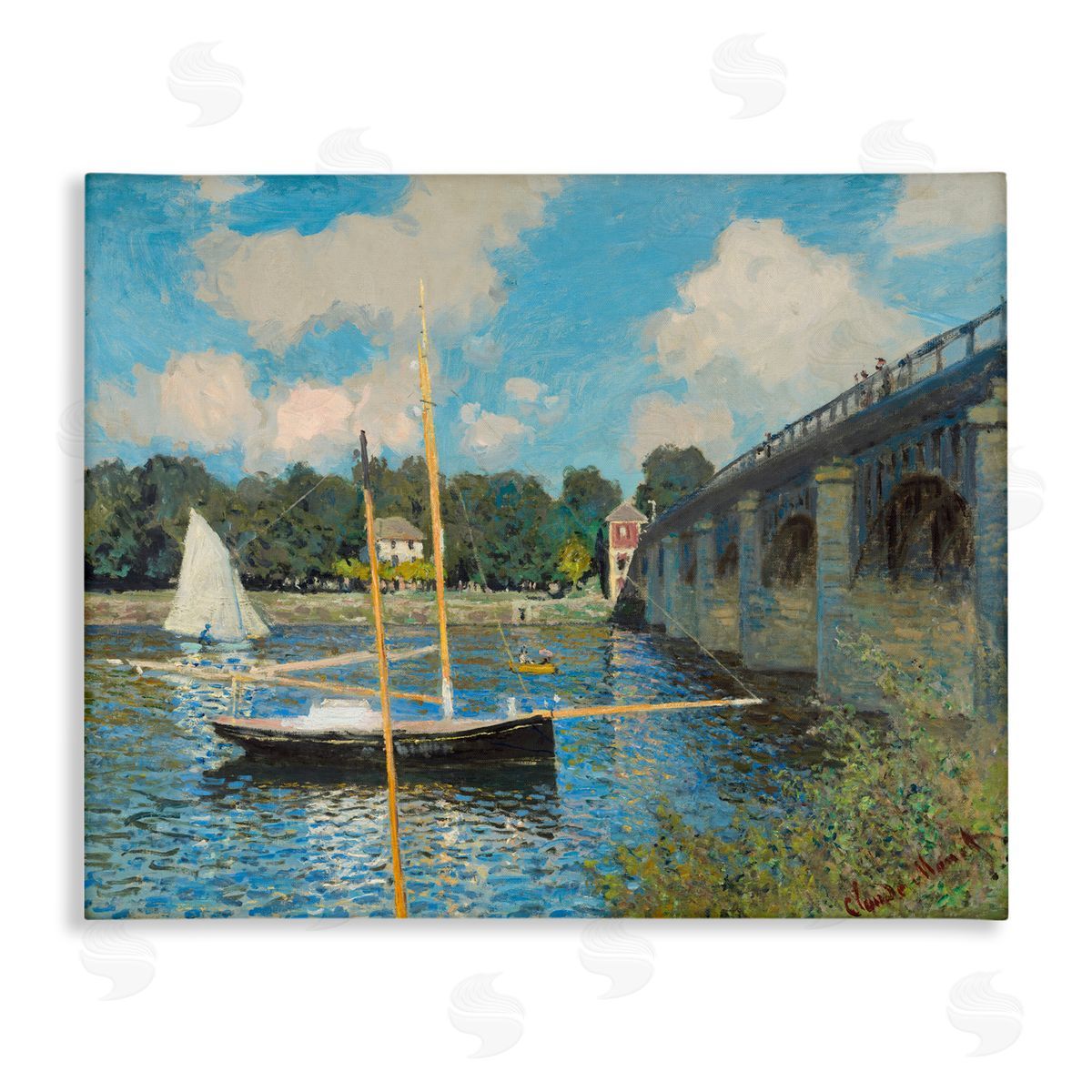 one1000paintings Classic River with Boats Sailing Canvas Wall Art Print