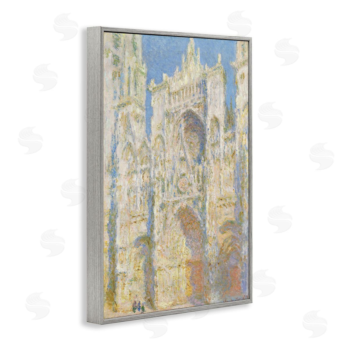 one1000paintings Classic Monet Cathedral Façade Gray Framed Giclee Wall Art Print