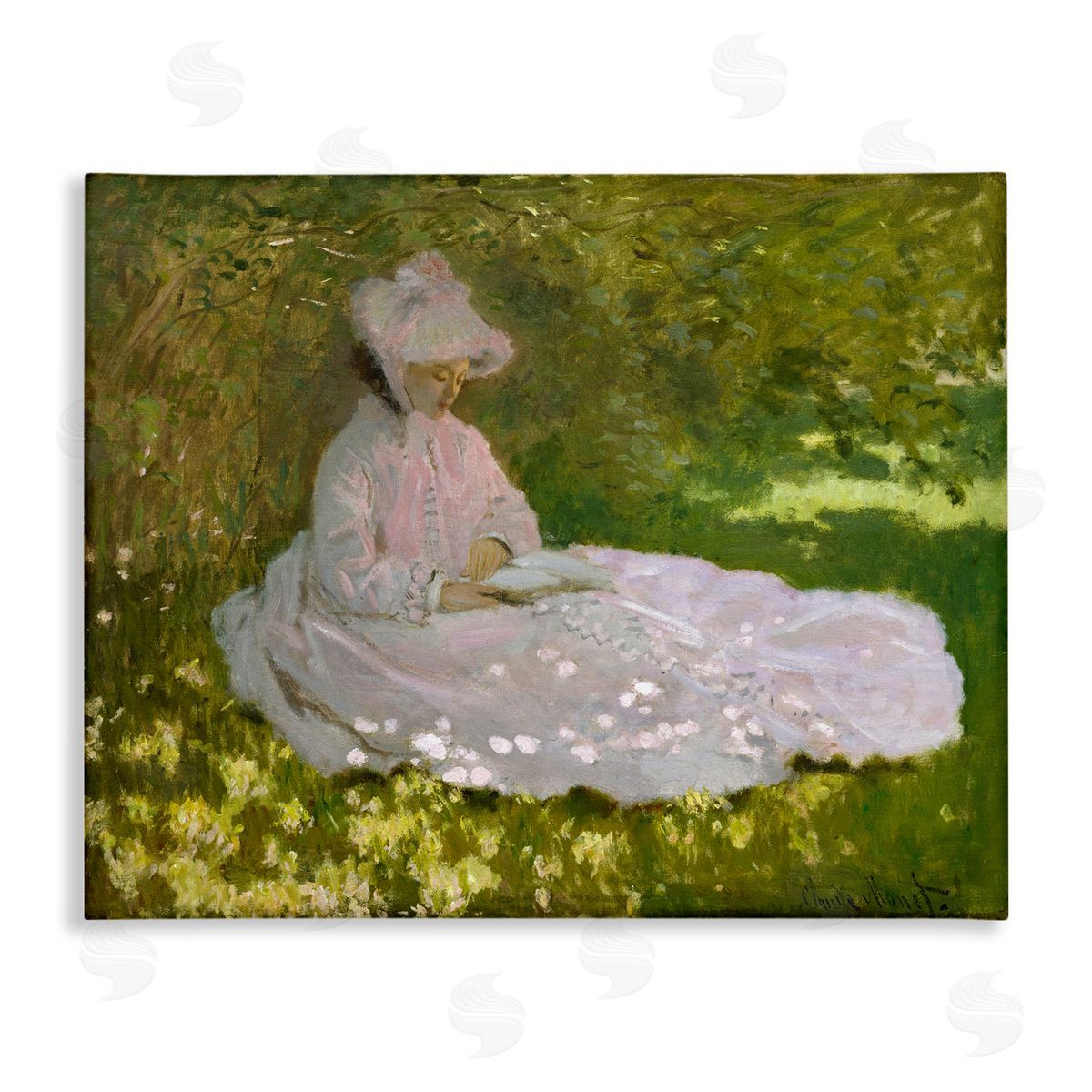 one1000paintings Classical Monet Springtime Portrait Canvas Wall Art Print