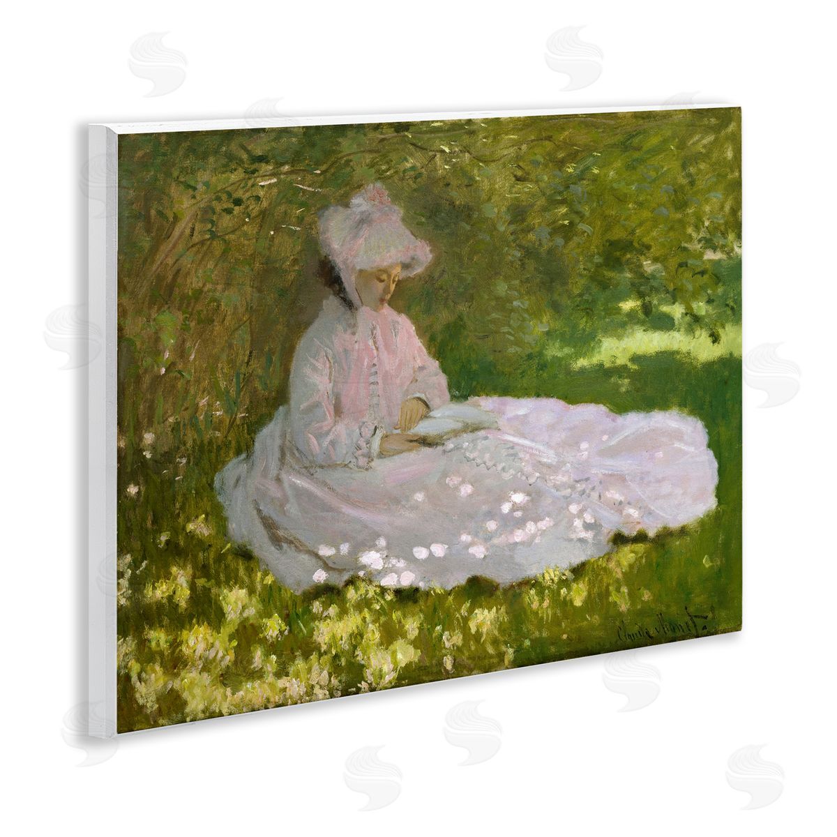 one1000paintings Classical Monet Springtime Portrait Wooden Wall Plaque Art Print