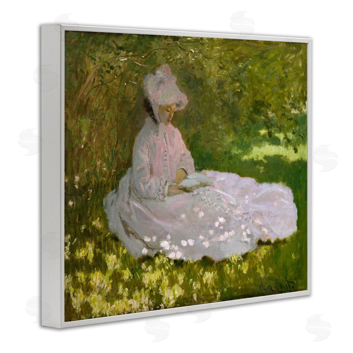one1000paintings Classical Monet Springtime Portrait White Framed Giclee Wall Art Print