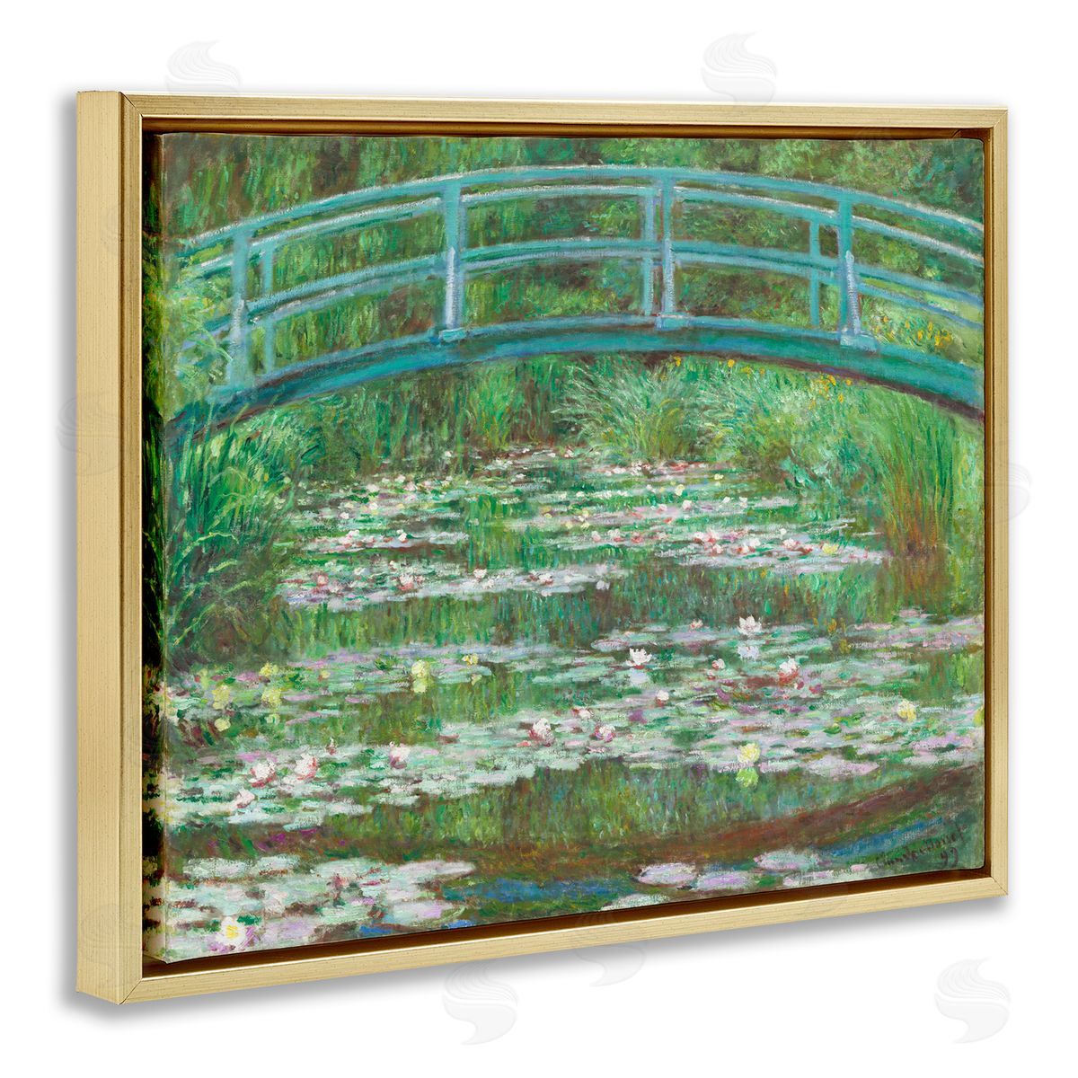 one1000paintings Classic Monet Japanese Footbridge Gold Floating Frame Canvas Wall Art Print