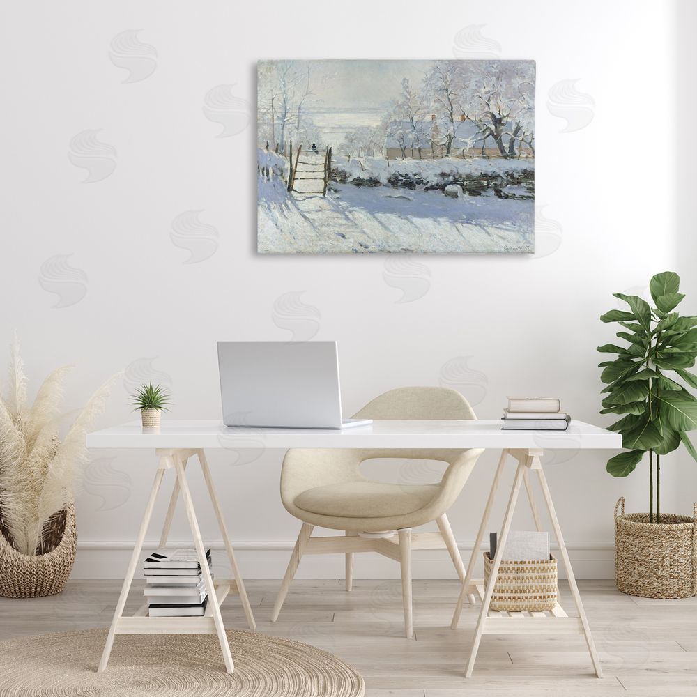 one1000paintings Classic Monet The Magpie Canvas Wall Art Print in Room
