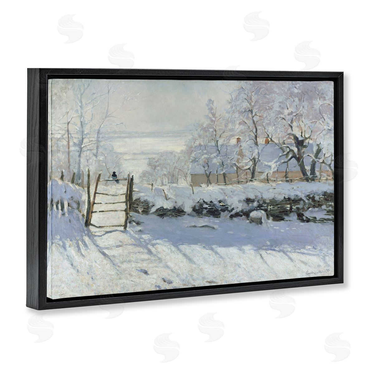one1000paintings Classic Monet The Magpie Black Floating Frame Canvas Wall Art Print