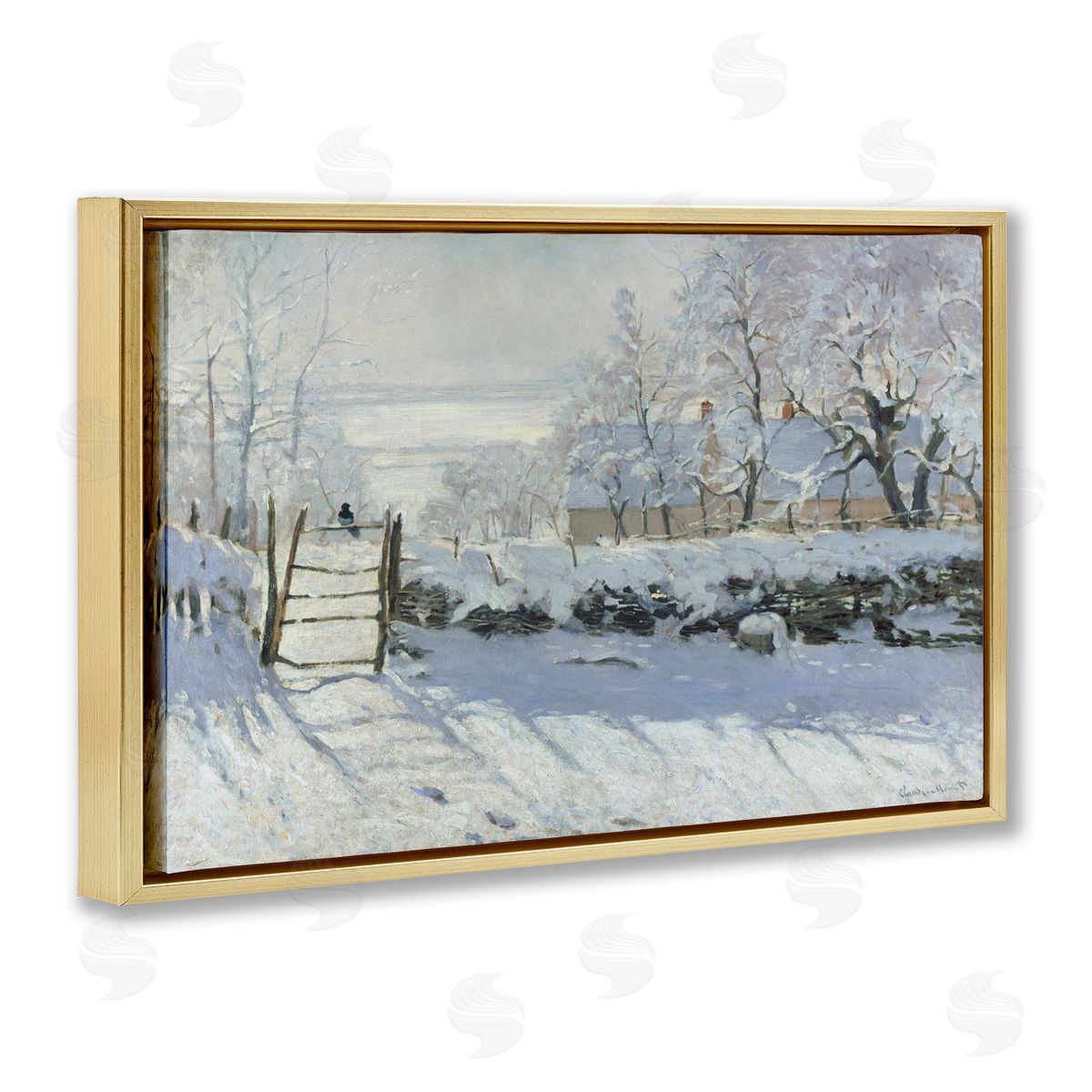 one1000paintings Classic Monet The Magpie Gold Floating Frame Canvas Wall Art Print