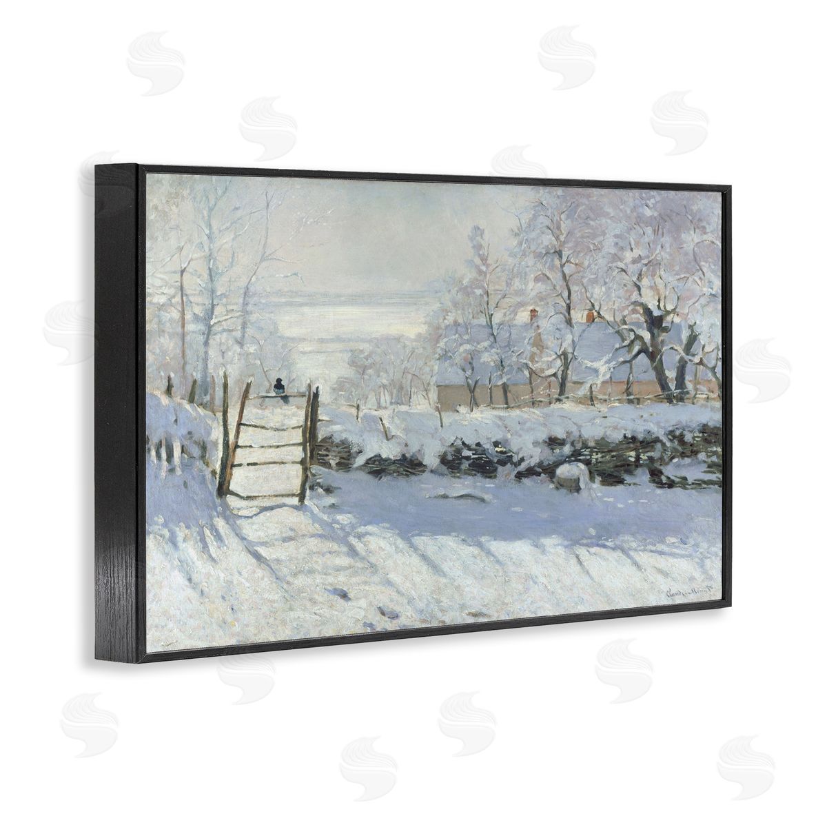 one1000paintings Classic Monet The Magpie Black Framed Giclee Wall Art Print