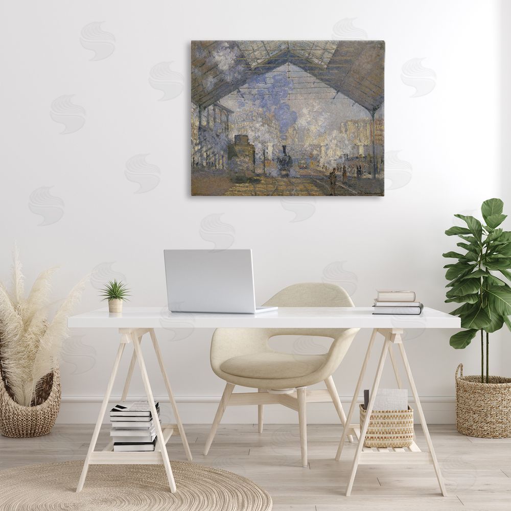 one1000paintings Classic Monet Saint-Lazare Station Canvas Wall Art Print in Room