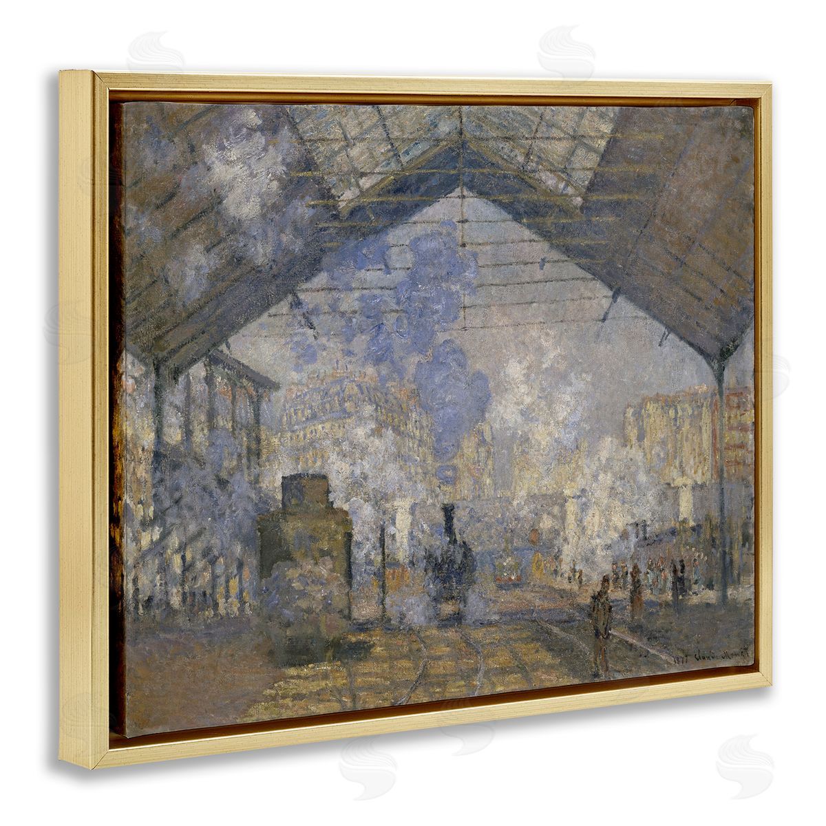 one1000paintings Classic Monet Saint-Lazare Station Gold Floating Frame Canvas Wall Art Print
