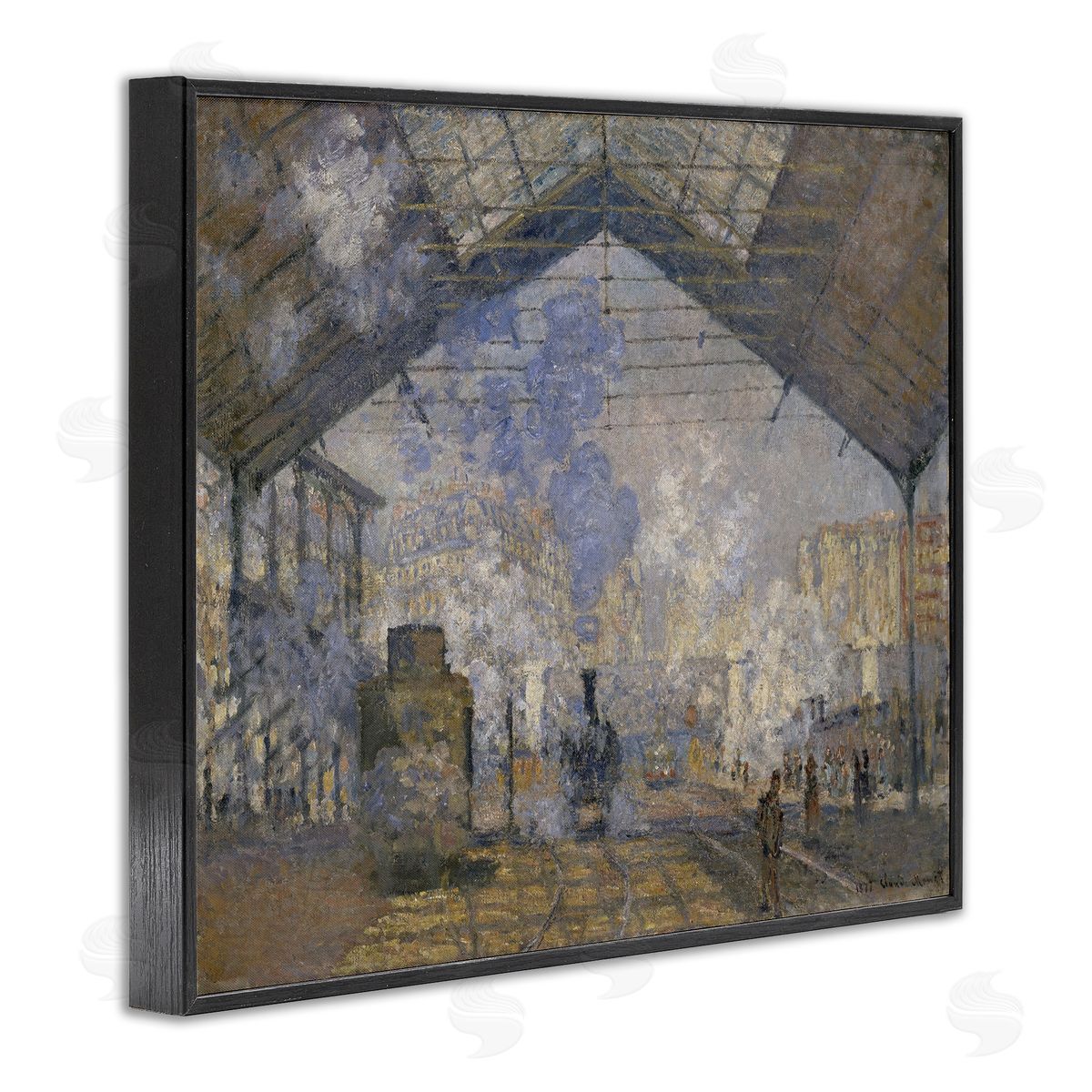 one1000paintings Classic Monet Saint-Lazare Station Black Framed Giclee Wall Art Print
