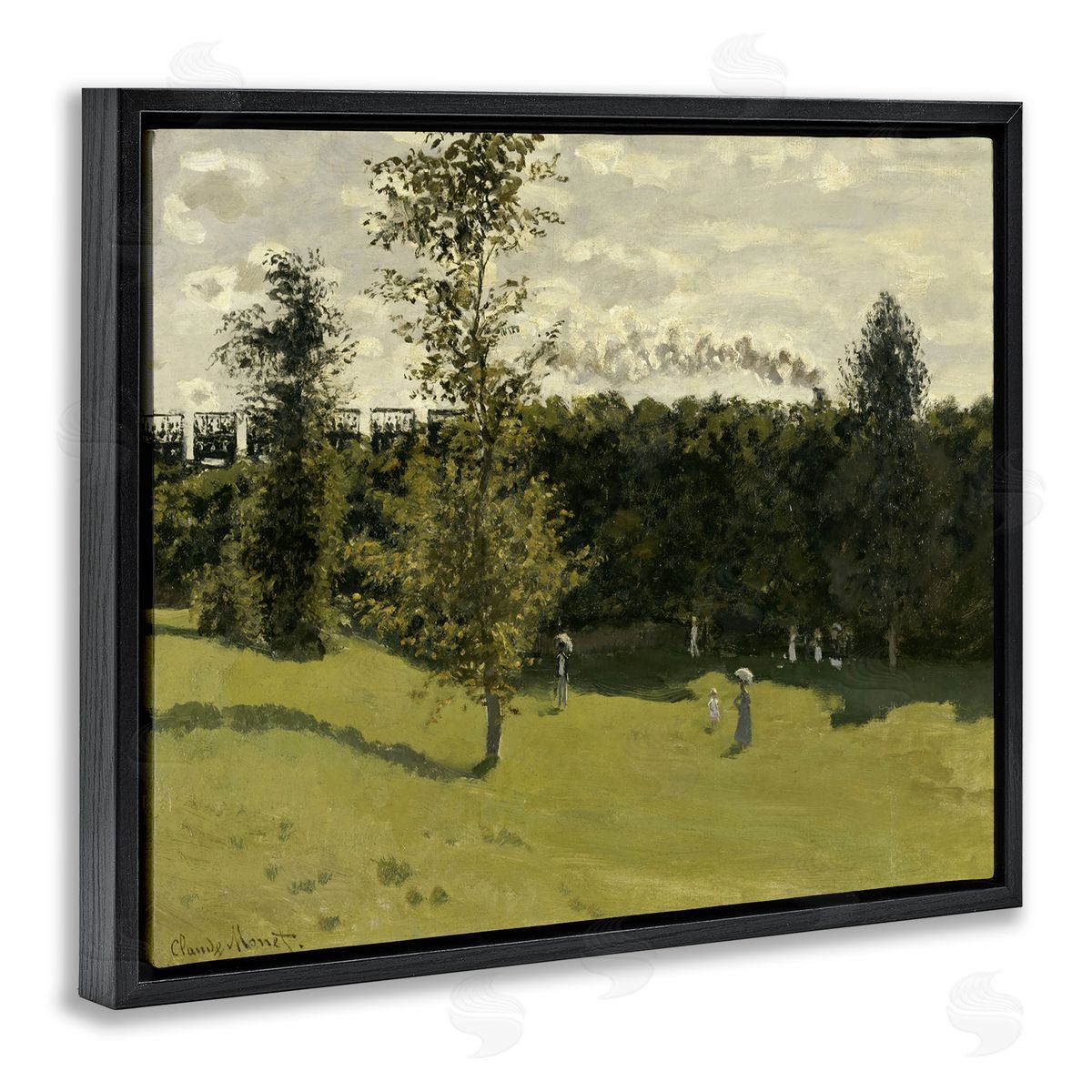 one1000paintings Classic Train in Countryside Black Floating Frame Canvas Wall Art Print