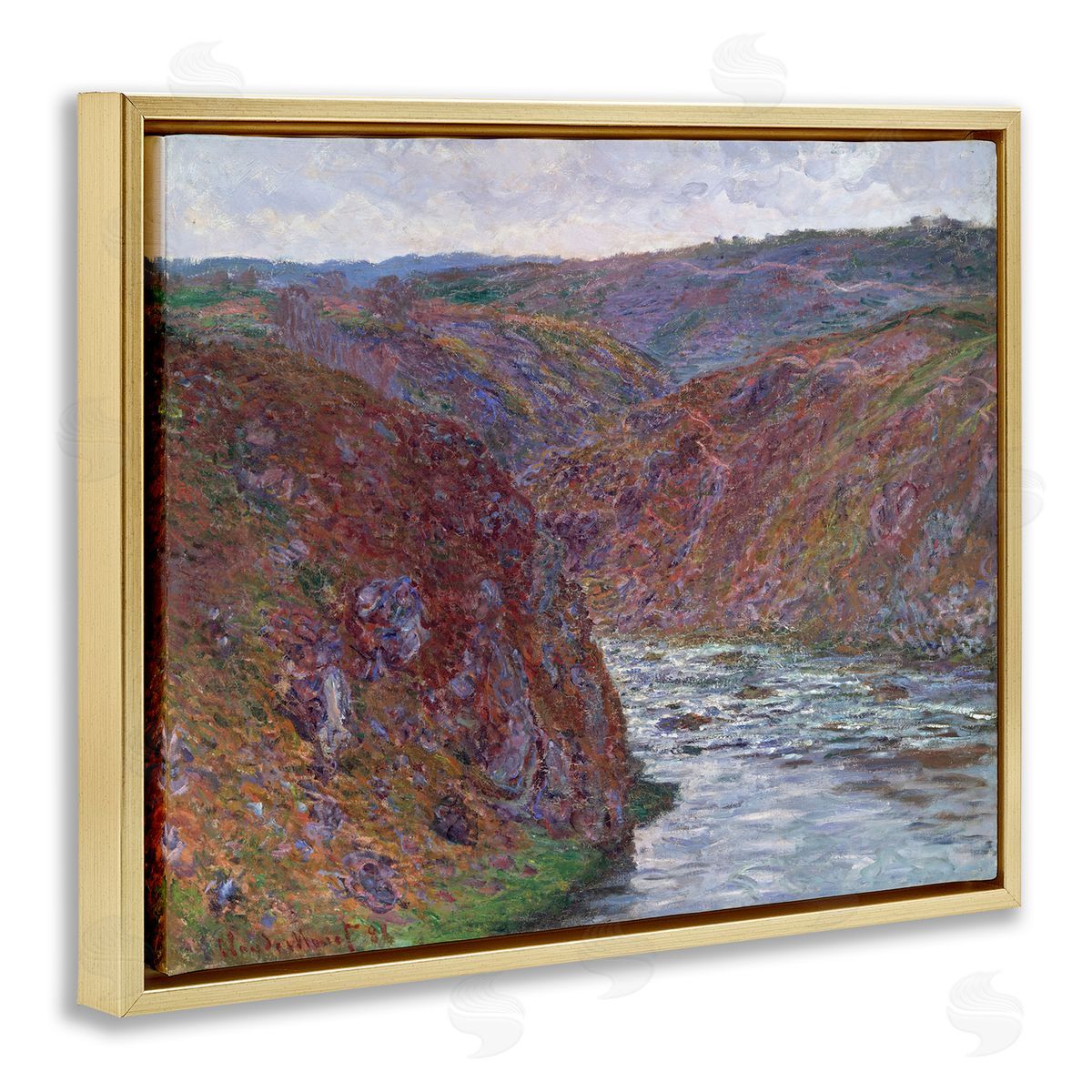 one1000paintings Classical Valley of Creuse Gold Floating Frame Canvas Wall Art Print