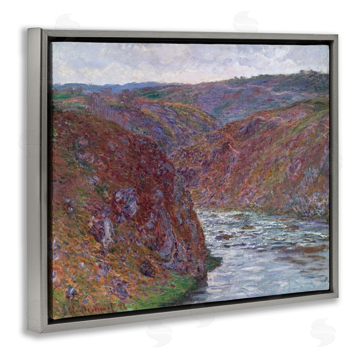 one1000paintings Classical Valley of Creuse Gray Floating Frame Canvas Wall Art Print