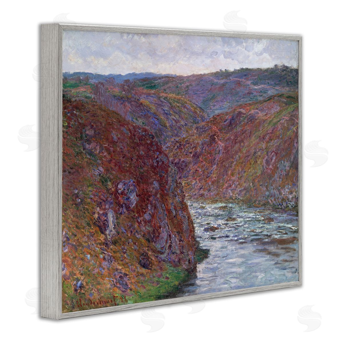 one1000paintings Classical Valley of Creuse Gray Framed Giclee Wall Art Print