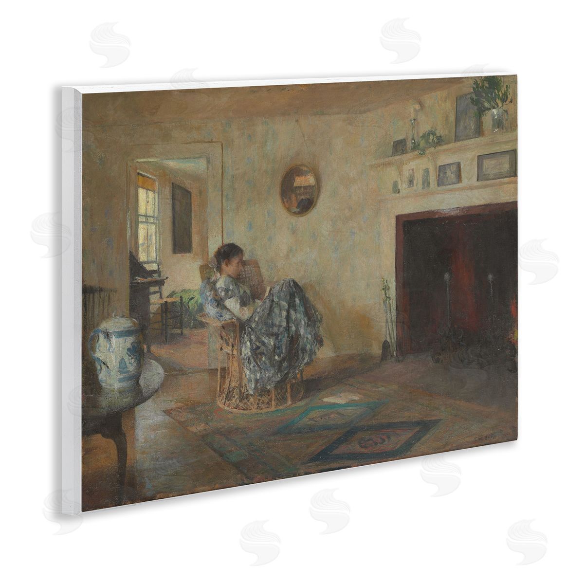 one1000paintings Classical Rainy Day Girl Wooden Wall Plaque Art Print