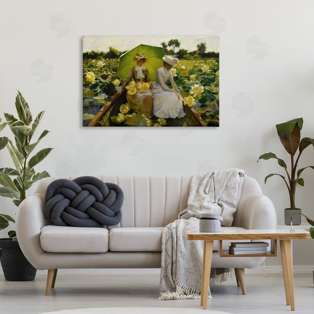 one1000paintings Classic Lotus Lilies Portrait Canvas Wall Art Print in Room