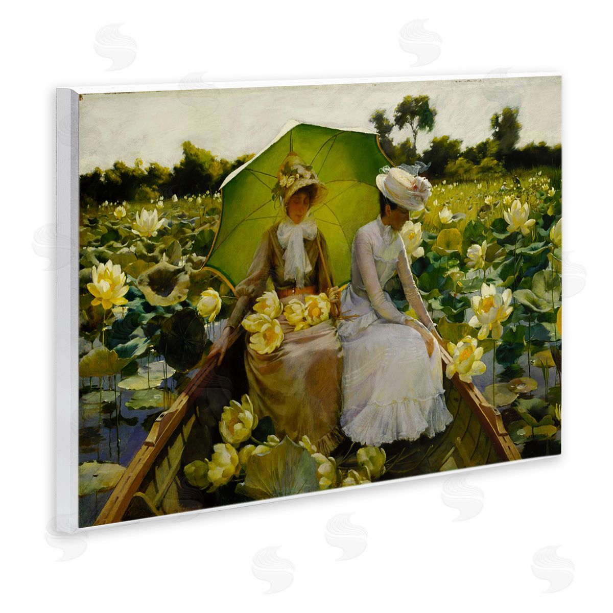 one1000paintings Classic Lotus Lilies Portrait Wooden Wall Plaque Art Print