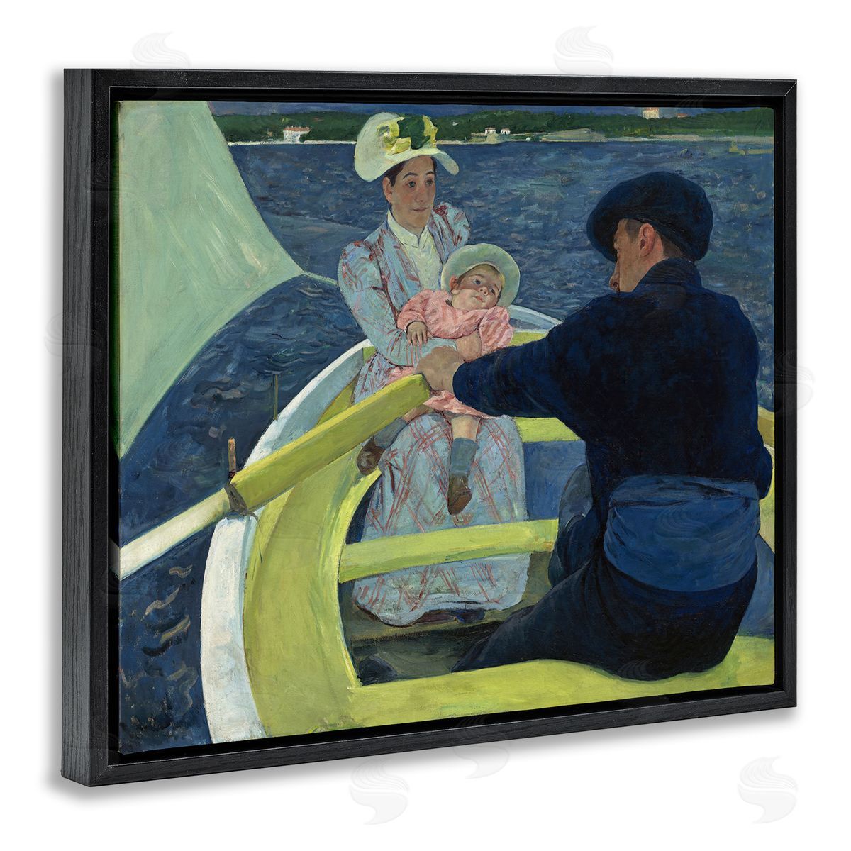 one1000paintings Classical Boating Party Black Floating Frame Canvas Wall Art Print
