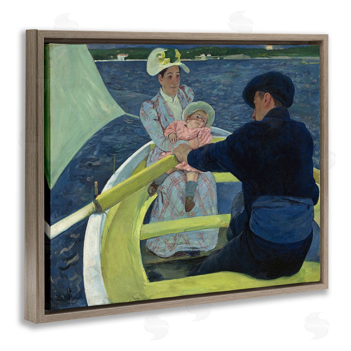 one1000paintings Classical Boating Party Brown Floating Frame Canvas Wall Art Print