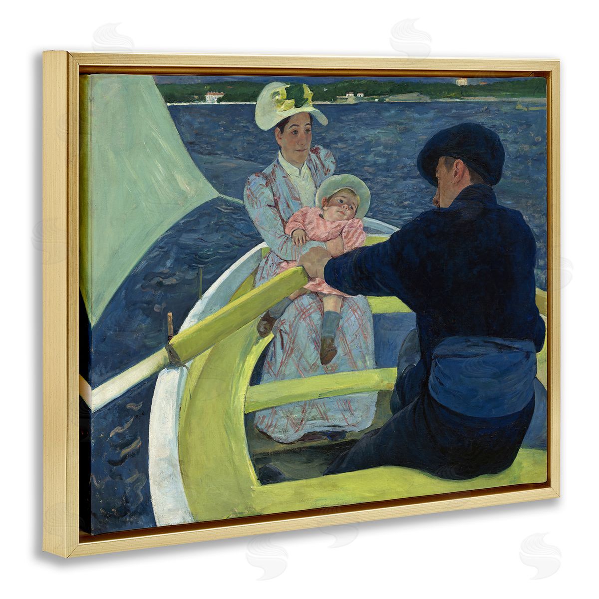 one1000paintings Classical Boating Party Gold Floating Frame Canvas Wall Art Print