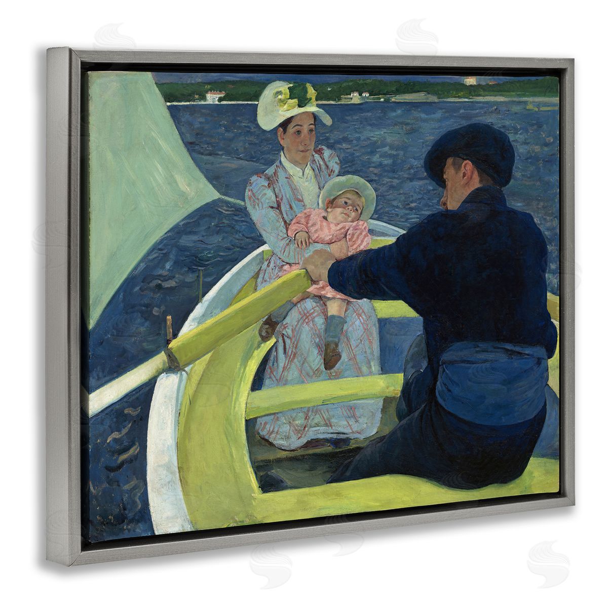one1000paintings Classical Boating Party Gray Floating Frame Canvas Wall Art Print