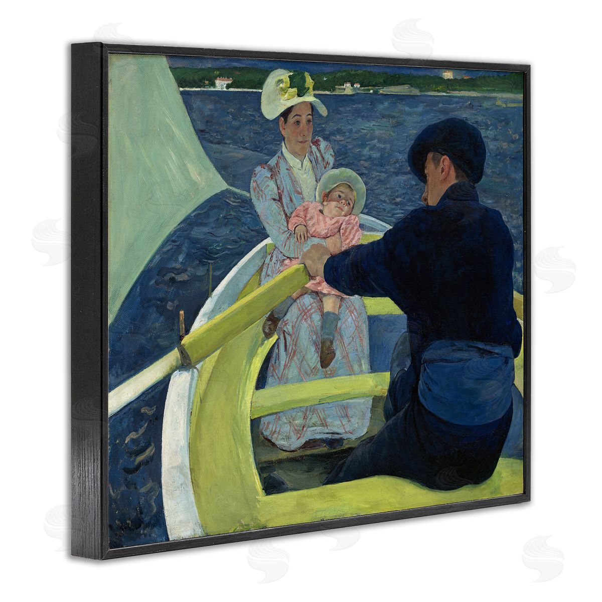 one1000paintings Classical Boating Party Black Framed Giclee Wall Art Print