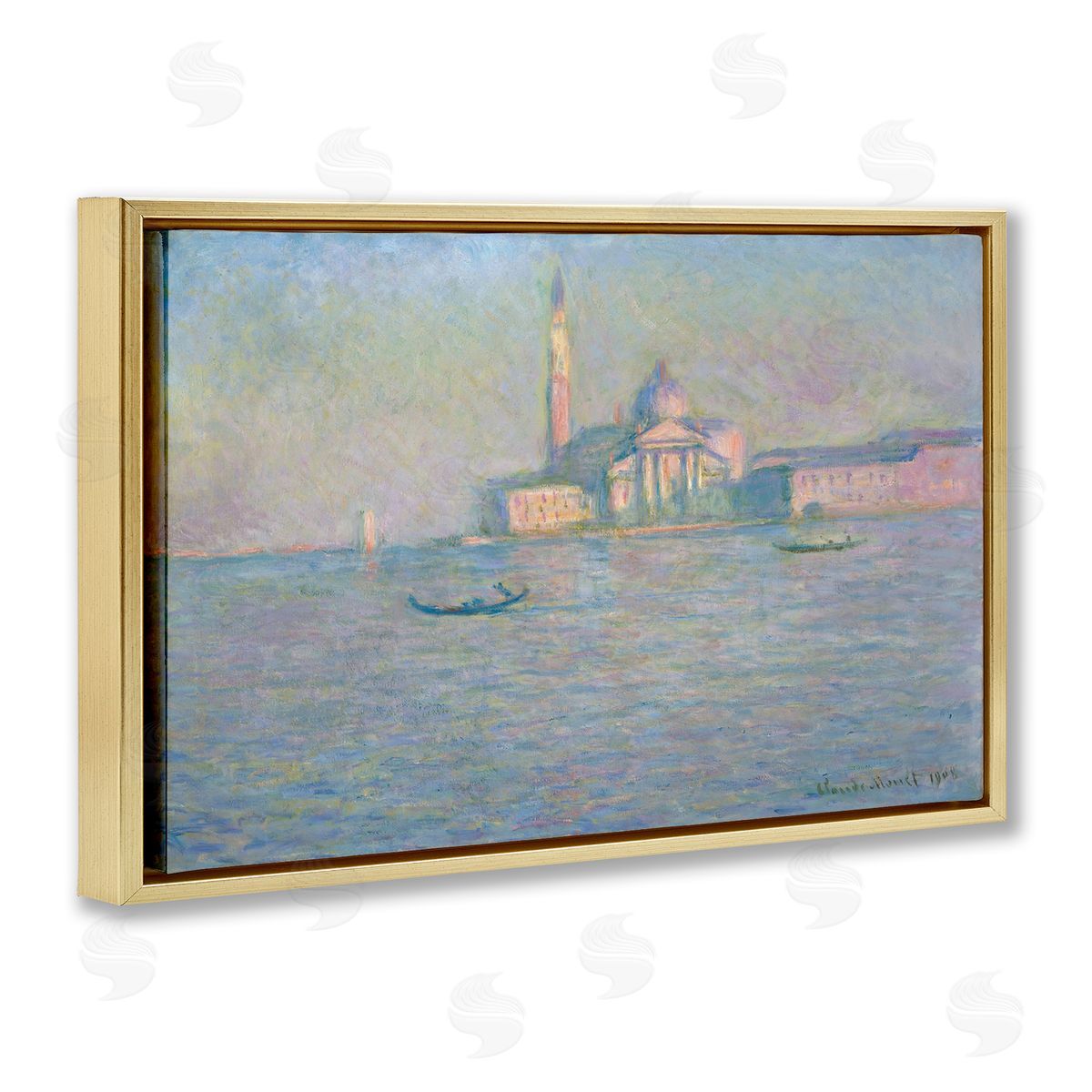 one1000paintings Classical Venice Church Gold Floating Frame Canvas Wall Art Print