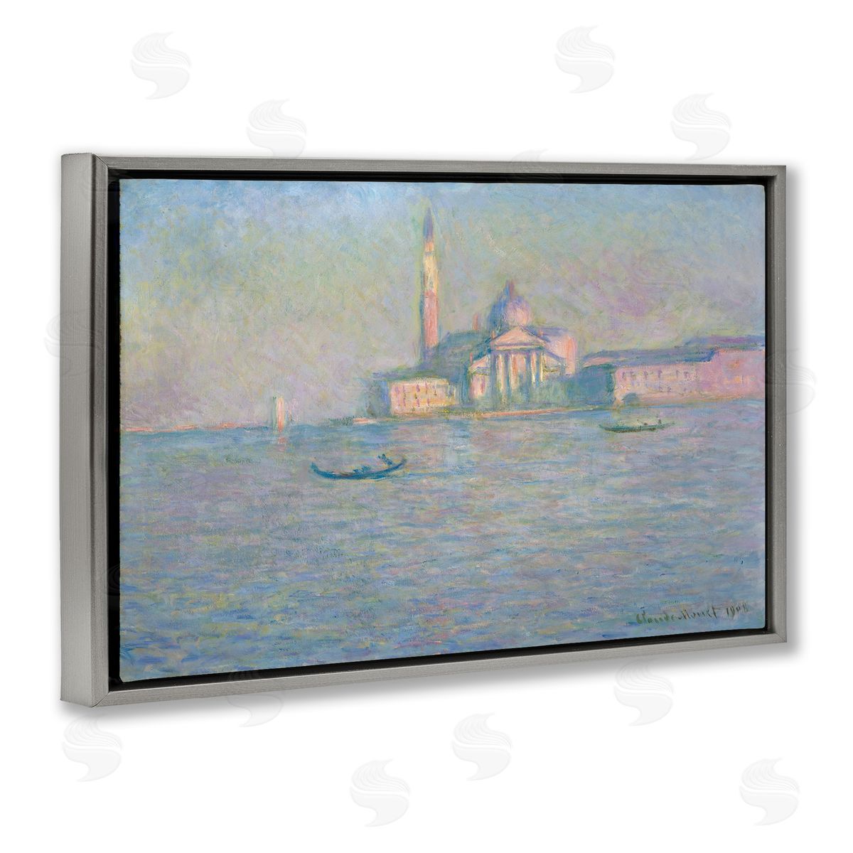 one1000paintings Classical Venice Church Gray Floating Frame Canvas Wall Art Print