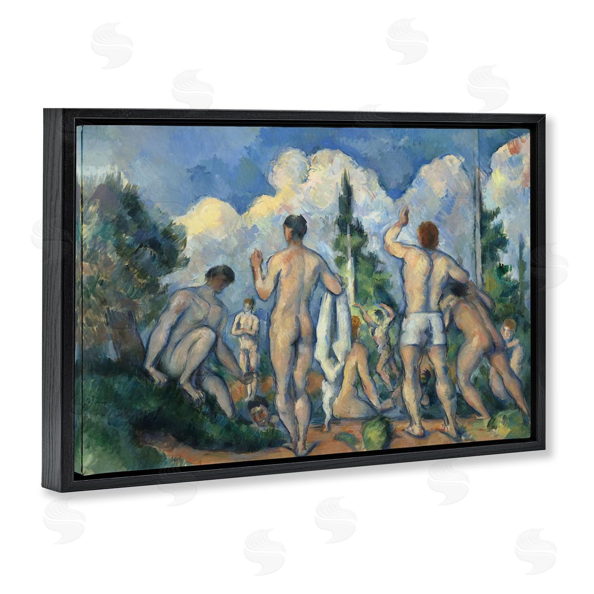 one1000paintings Classic Cezanne Bathers Black Floating Frame Canvas Wall Art Print