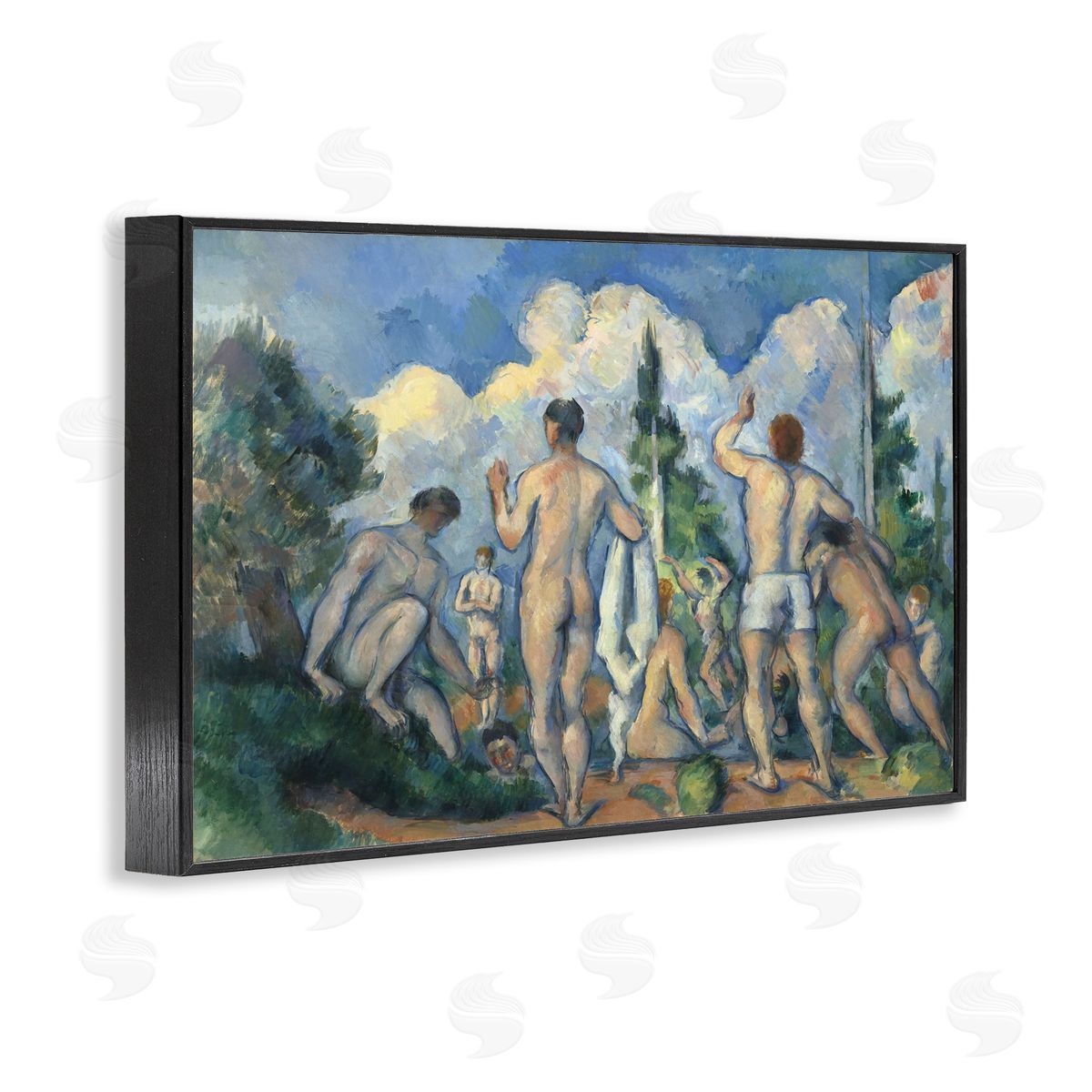 one1000paintings Classic Cezanne Bathers Black Framed Giclee Wall Art Print